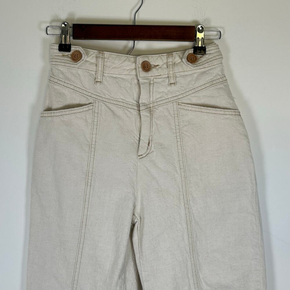 We the Free City of Lights Linen Blend Jeans in Ivory/Cream, Sz 25